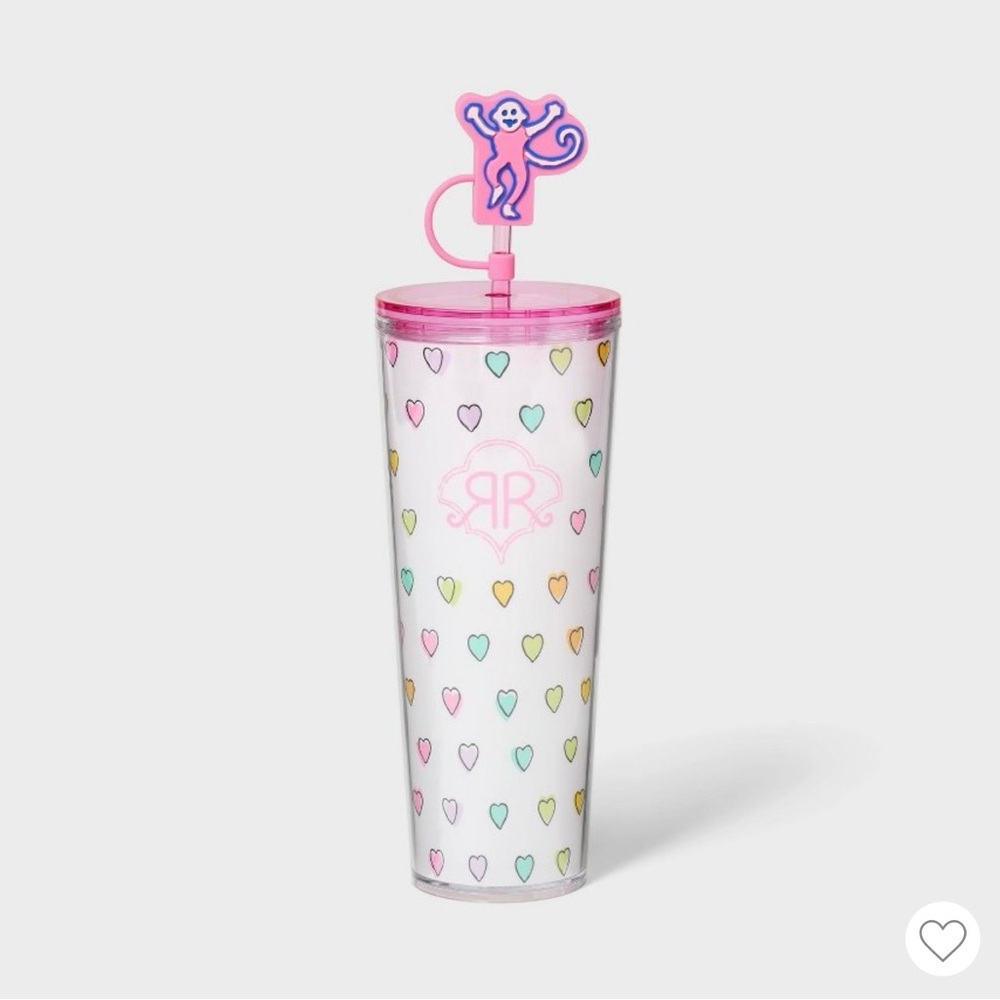 ROLLER RABBIT 🐰 x Target 🎯 Disco Hearts Tumbler with Pink Monkey Topper - NWT!
